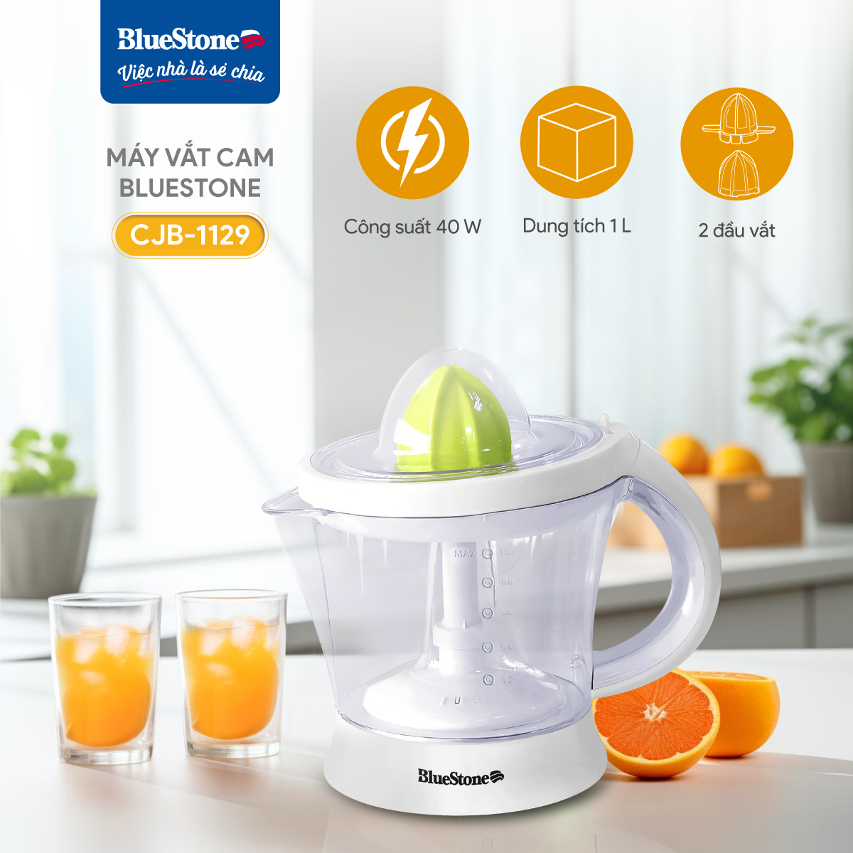 Máy Vắt Cam BlueStone CJB-1129 1 Lít 40W
