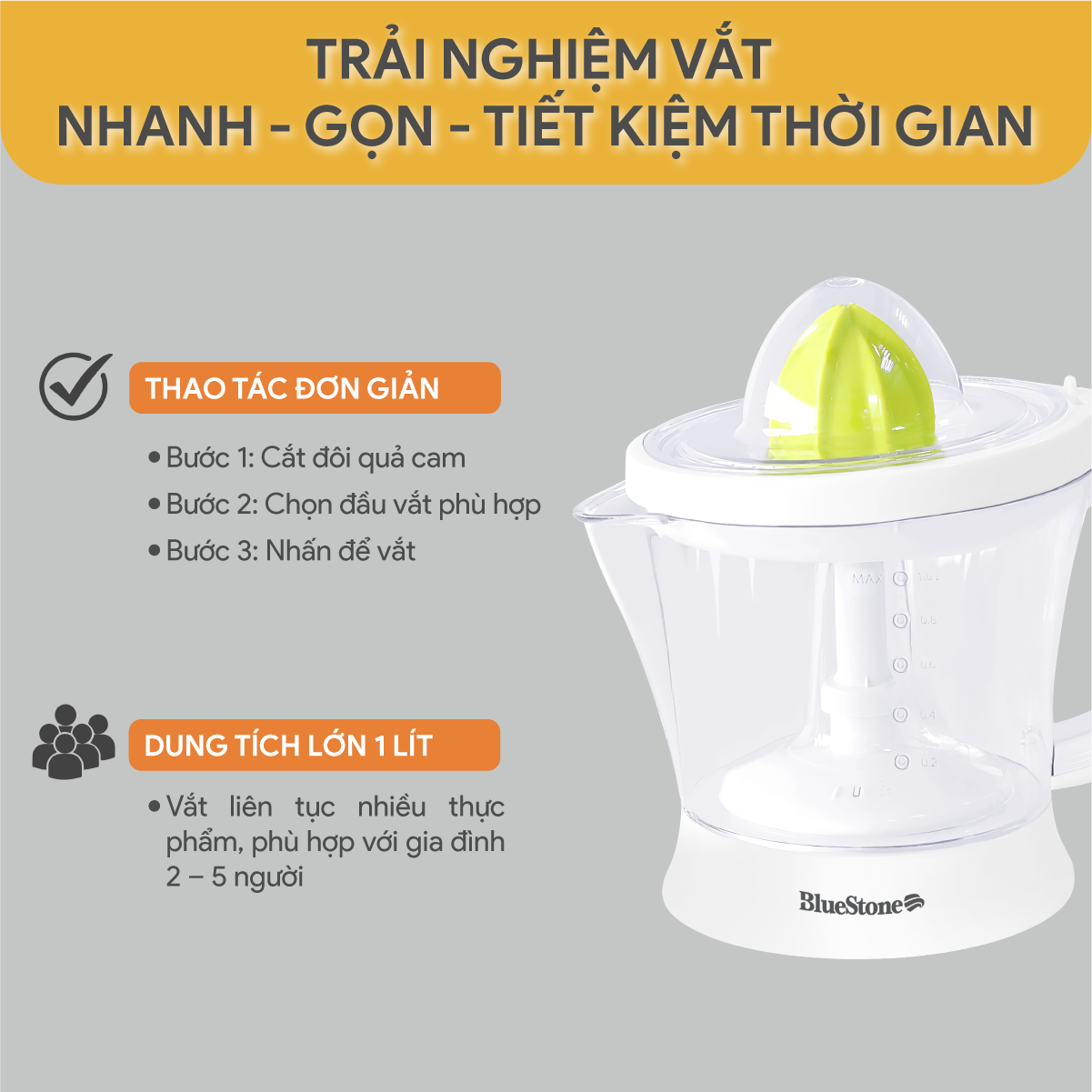 Máy Vắt Cam BlueStone CJB-1129 1 Lít 40W