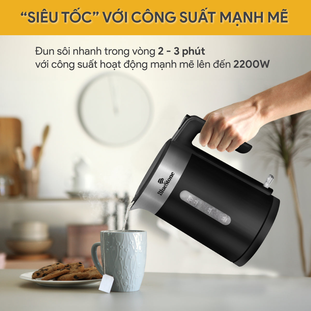 Ấm Đun Siêu Tốc BlueStone KTB-3418 1.7 Lít 1850-2200W