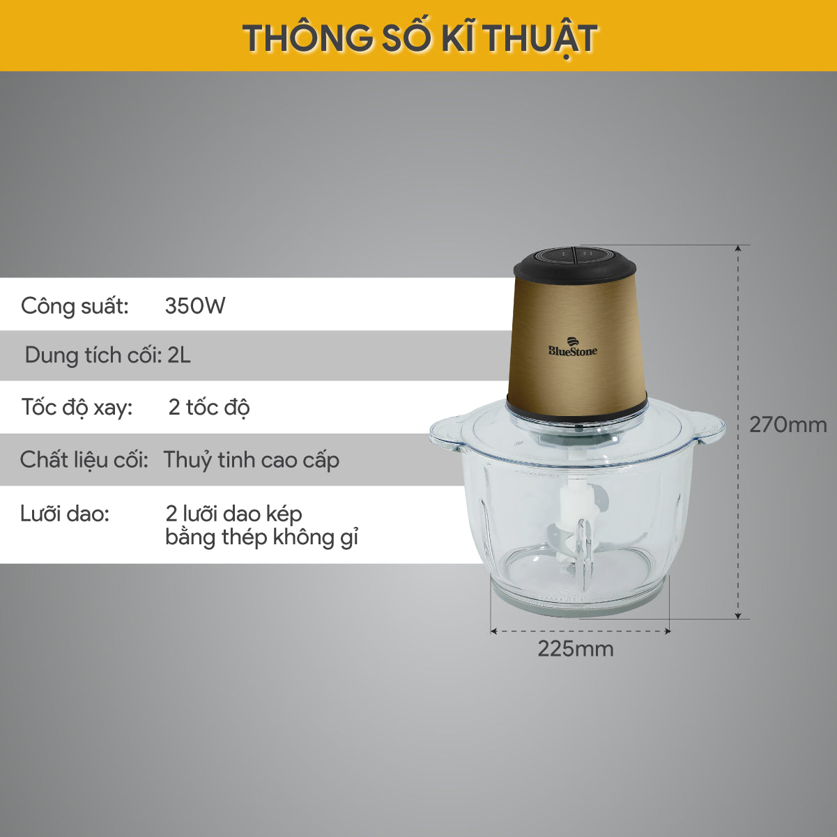 Máy xay thịt BlueStone CHB-5148 350W 2 Lít