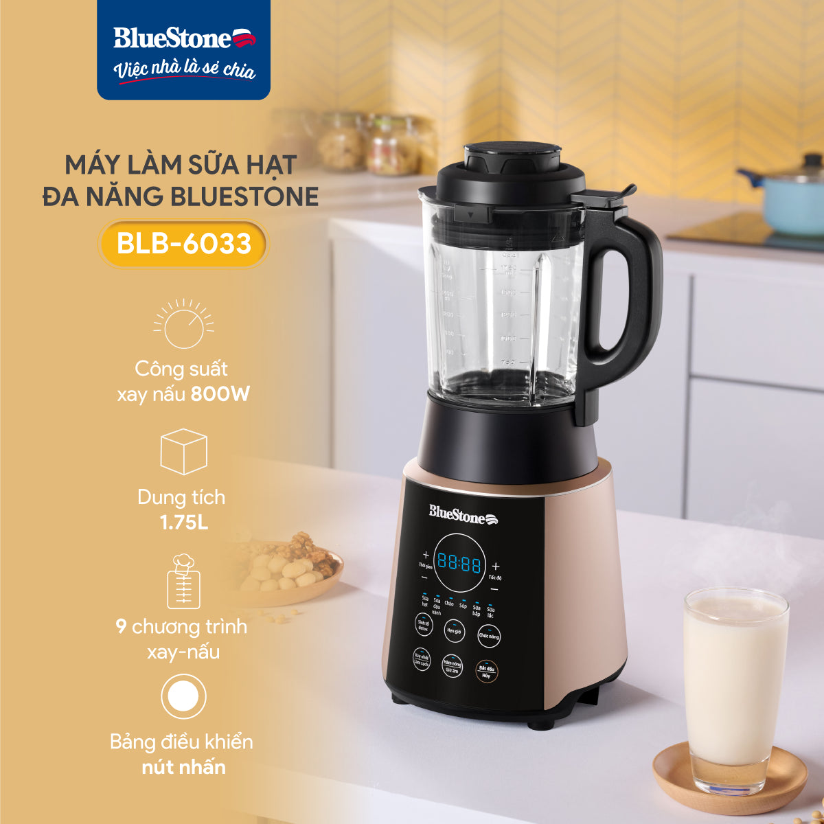 Máy Làm Sữa Hạt Đa Năng BlueStone BLB-6033 1.75 Lít 800W