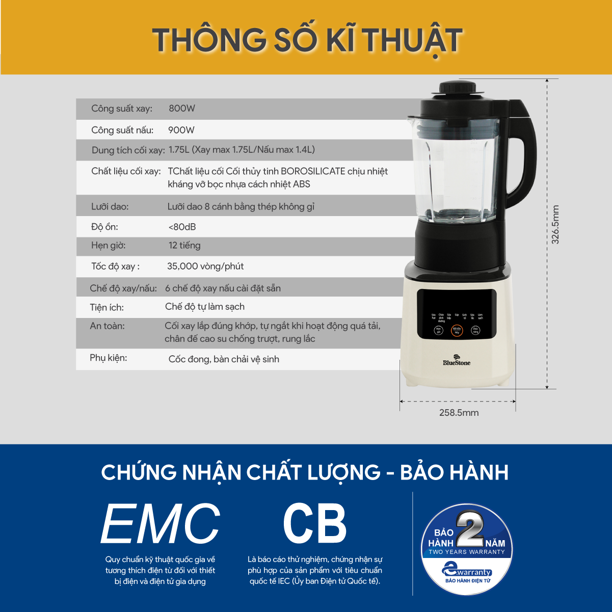 Máy Làm Sữa Hạt Đa Năng BlueStone BLB-6035 1.75 Lít 900W