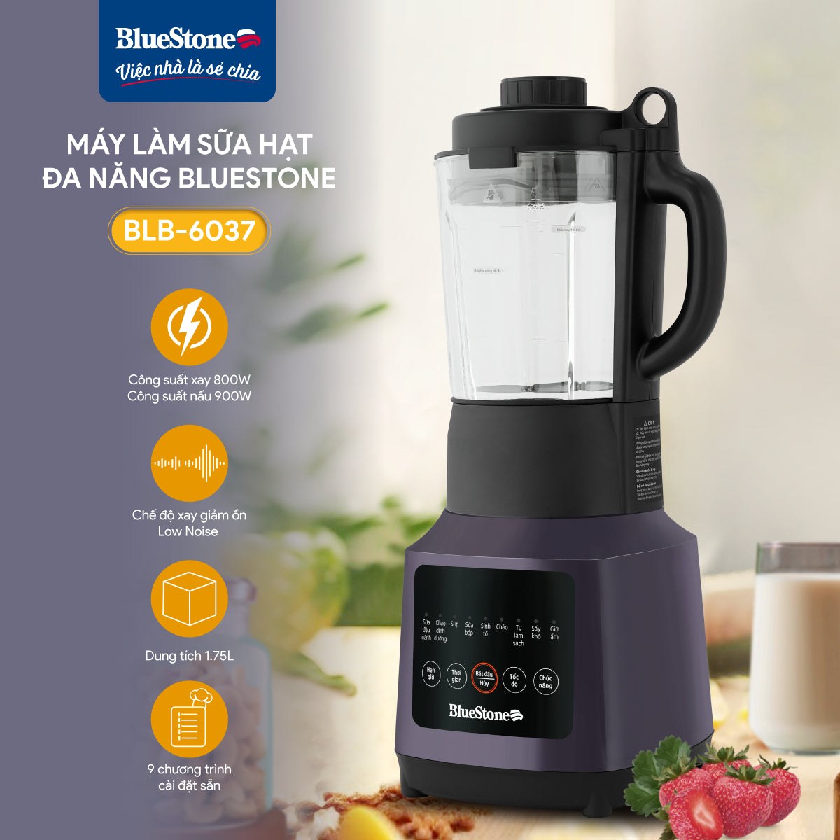 Máy Làm Sữa Hạt Đa Năng BlueStone BLB-6037 1.75 Lít 800W