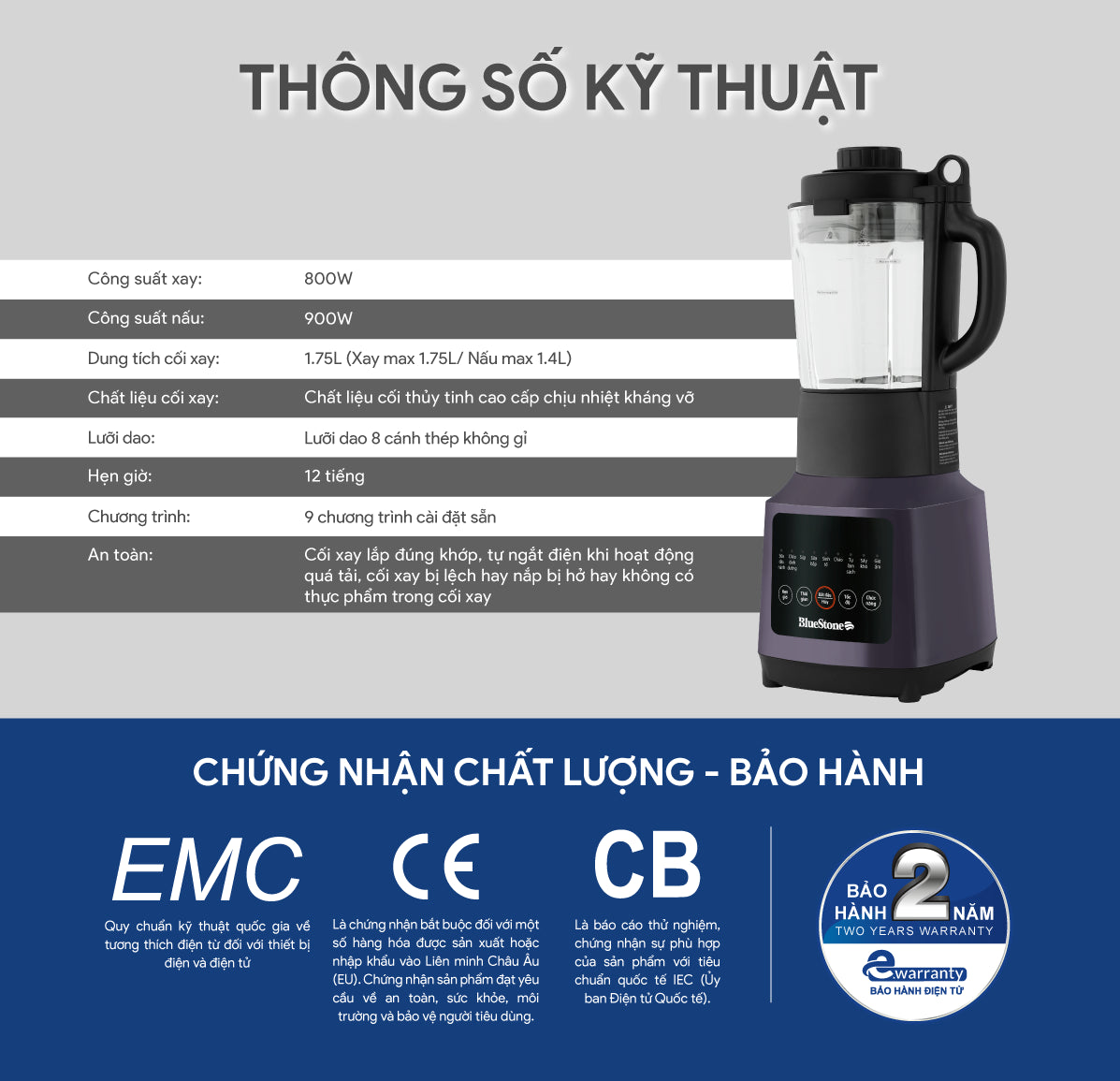 Máy Làm Sữa Hạt Đa Năng BlueStone BLB-6037 1.75 Lít 800W