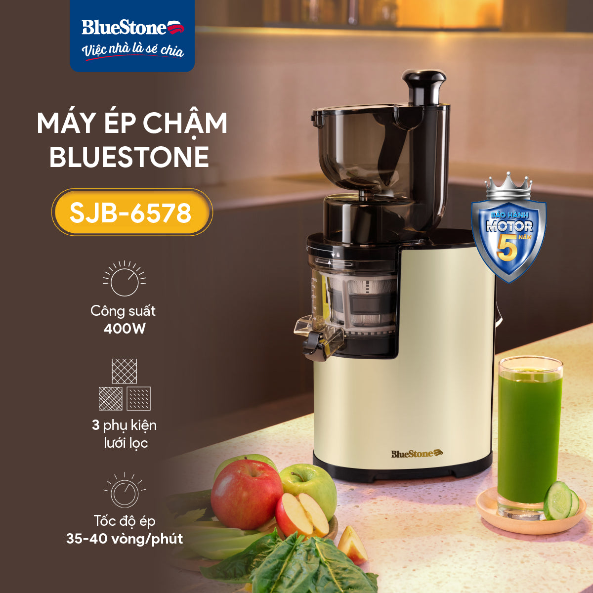 Máy Ép Chậm BlueStone SJB-6578 400W