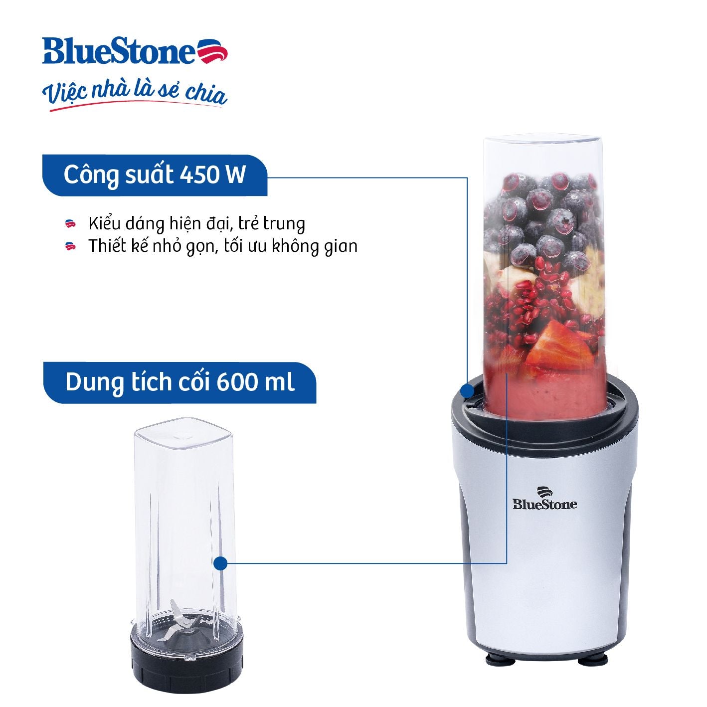 Máy Xay Sinh Tố BlueStone BLB-5310 0.6 Lít 450W