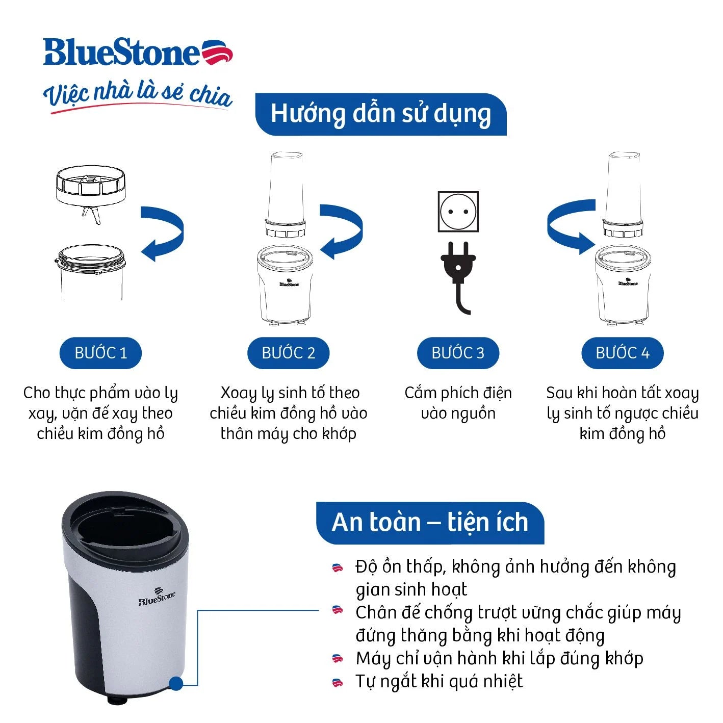 Máy Xay Sinh Tố BlueStone BLB-5310 0.6 Lít 450W