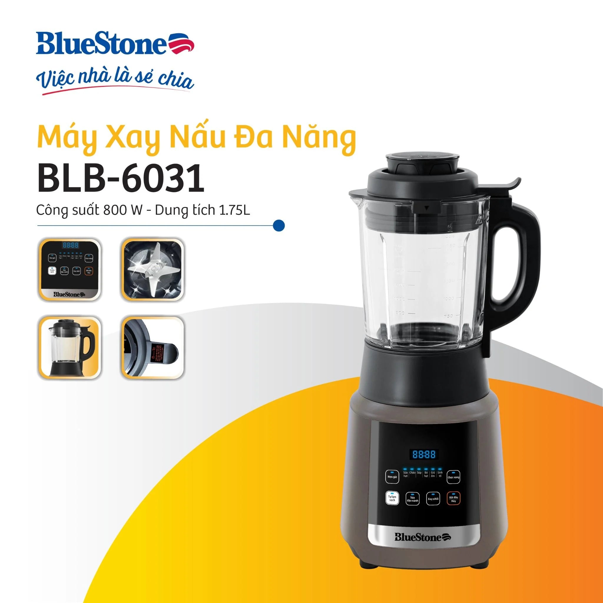 Máy Làm Sữa Hạt Đa Năng BlueStone BLB-6031 1.75 Lít 800W