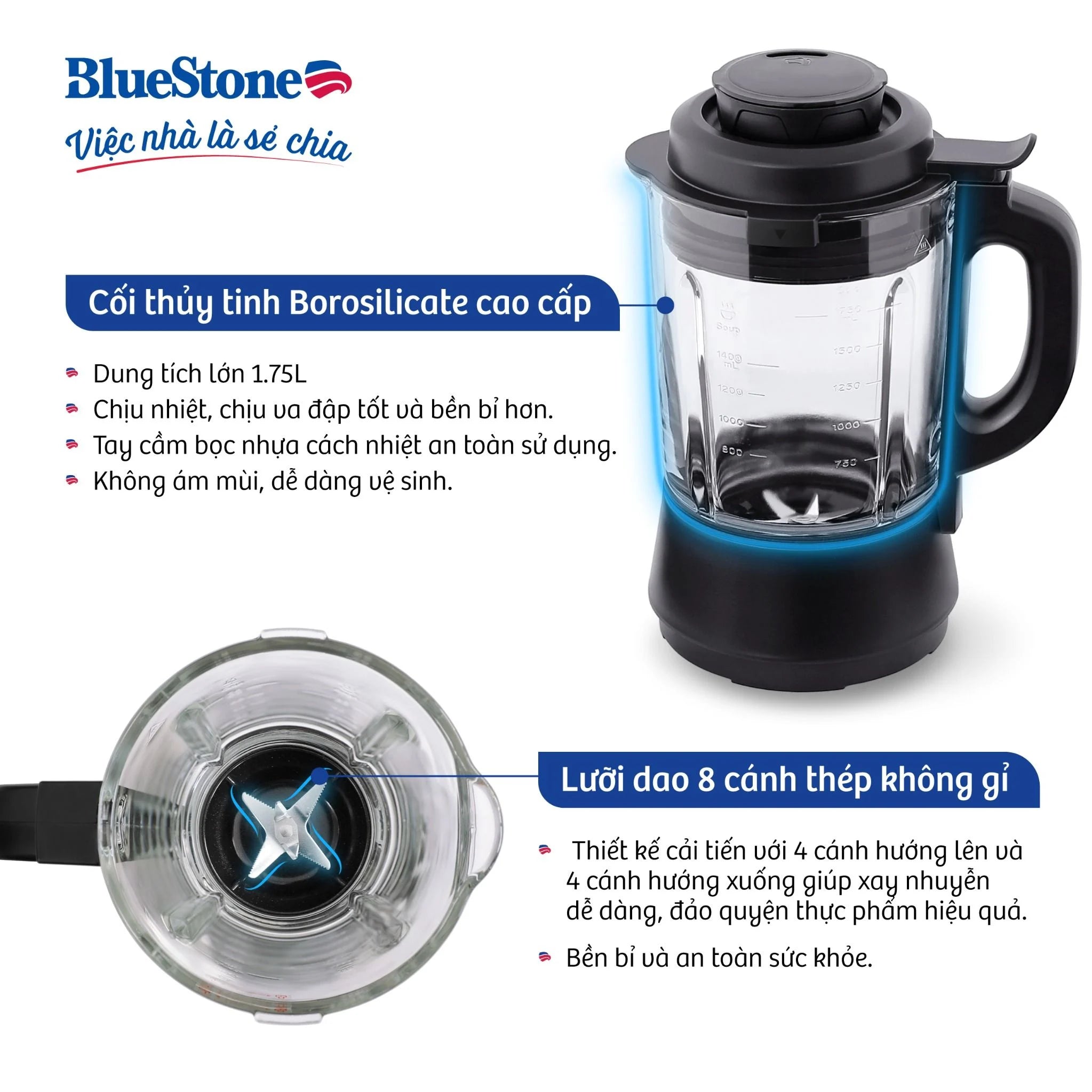 Máy Làm Sữa Hạt Đa Năng BlueStone BLB-6031 1.75 Lít 800W