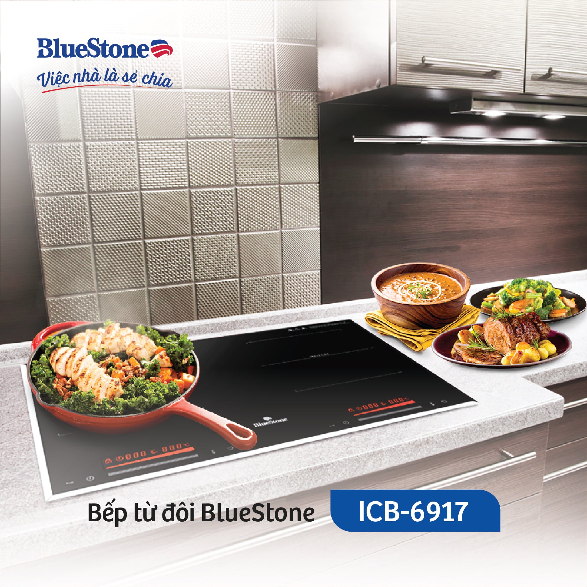 Bếp Từ Đôi BlueStone ICB-6917 3400W - Miễn phí lắp đặt, cắt đá