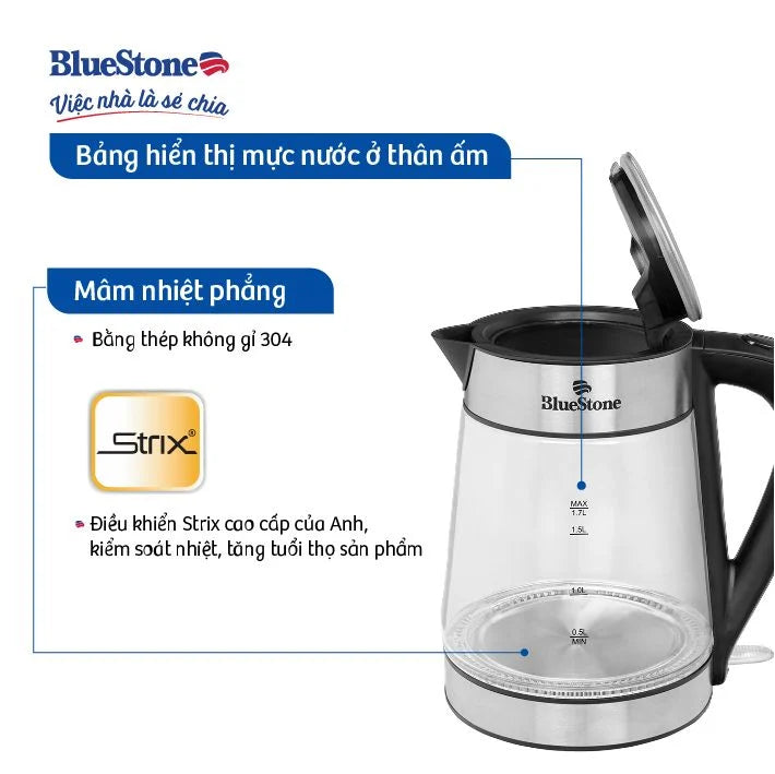 Ấm Đun Siêu Tốc BlueStone KTB-3426 1.7 Lít 1800-2150W
