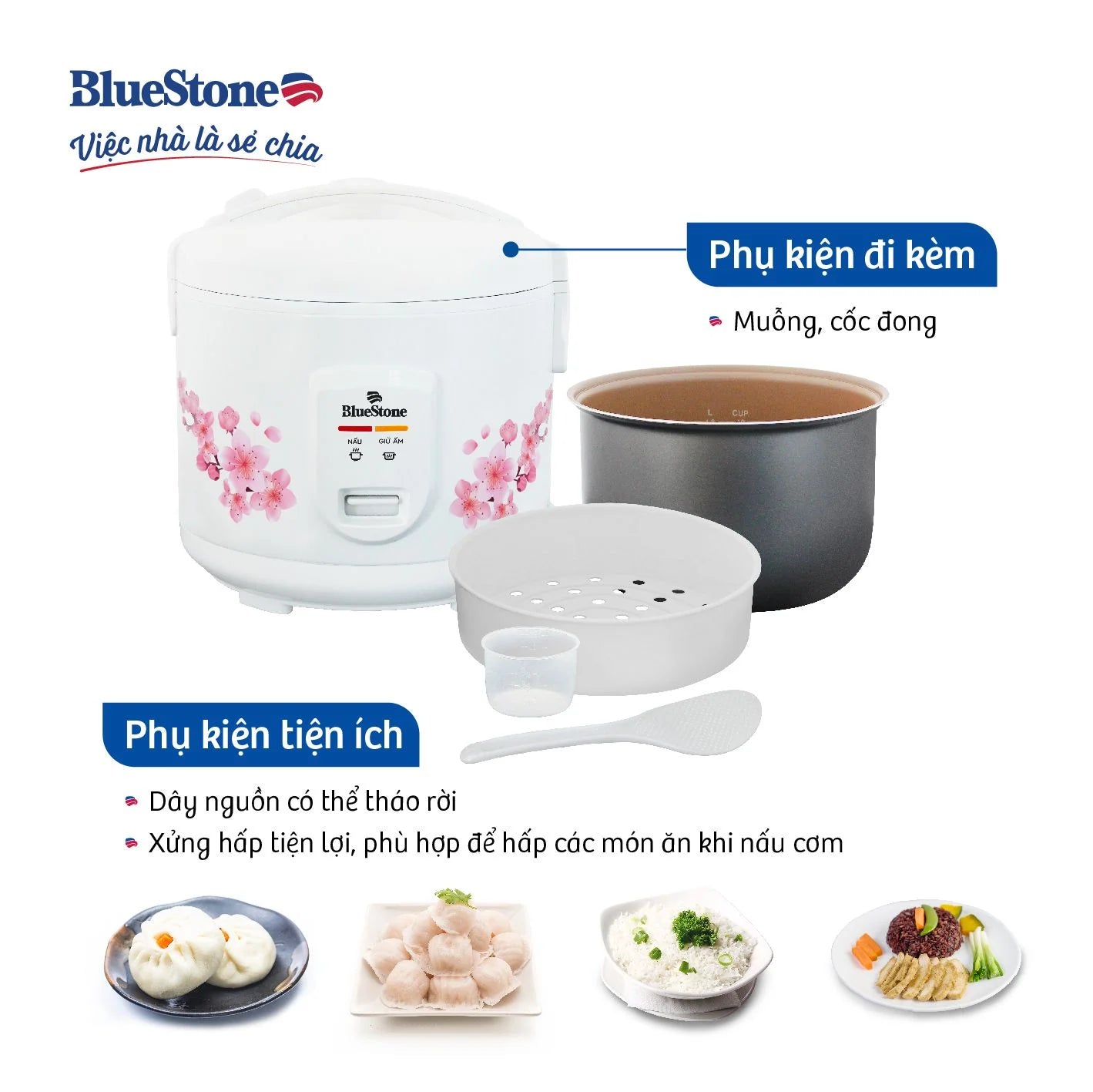 Nồi Cơm Điện Nắp Gài BlueStone RCB-5525 1.8 Lít 700W