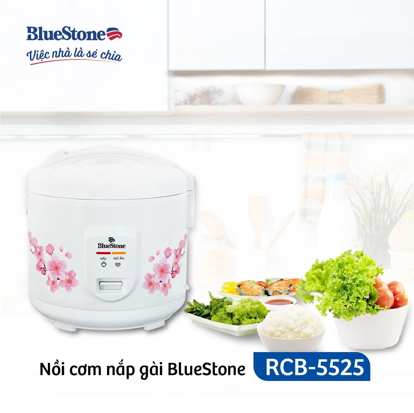 Nồi Cơm Điện Nắp Gài BlueStone RCB-5525 1.8 Lít 700W