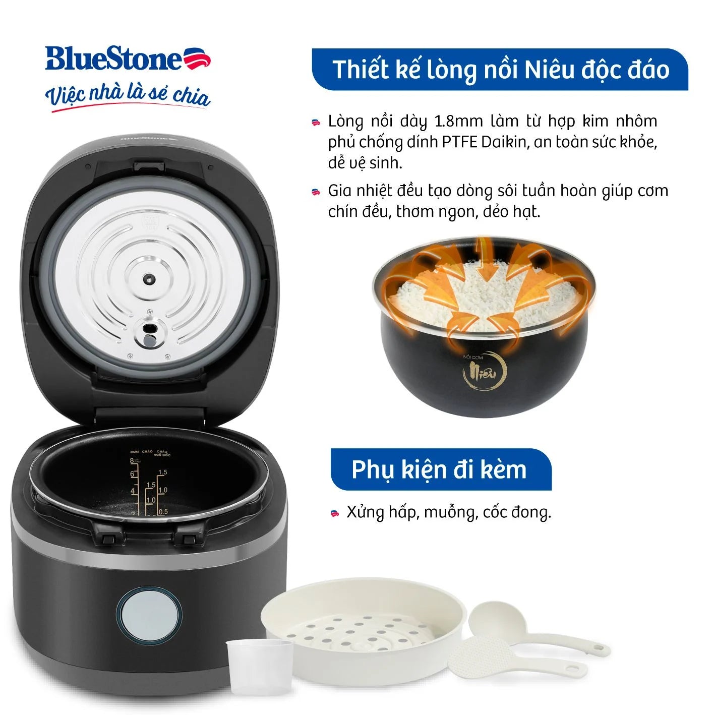 Nồi Cơm Điện Cao Tần BlueStone RCB-5991 1.5 Lít 1200W